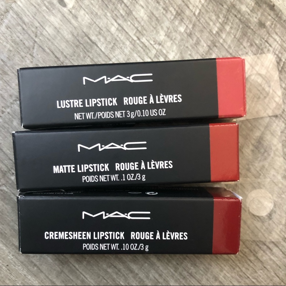 Set of 3 dark red MAC lipsticks